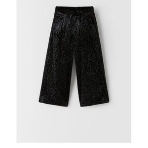 NEW w/tags Zara black jacquard velvet pull-on wide leg pants, 13-14